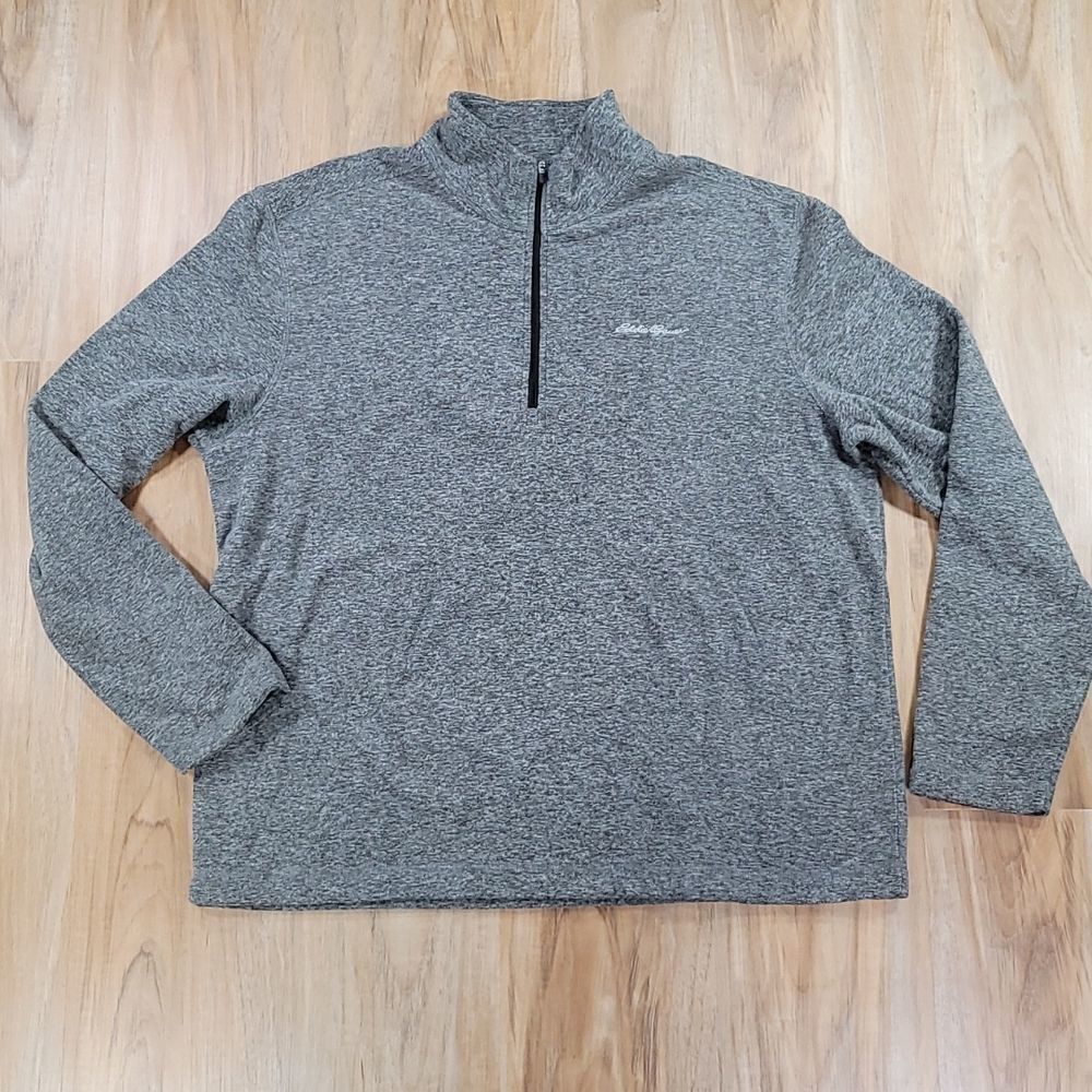 🔺️Eddie Bauer Gray Fleece 1/4 Zip Long Sleeve Sweatshirt Large